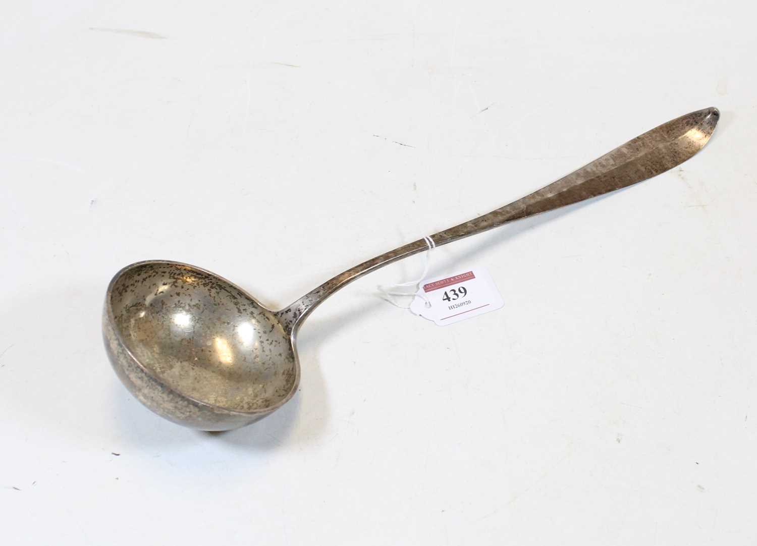 A circa 1900 French silver ladle of plain undecorated form, gross weight 4.7oz