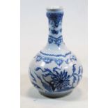 An 18th century English Delft bottle vase (restored to rim), height 21cm