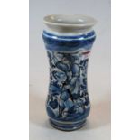 An 18th century Italian faience alberello drug jar, h.27cmCondition report: Restored.