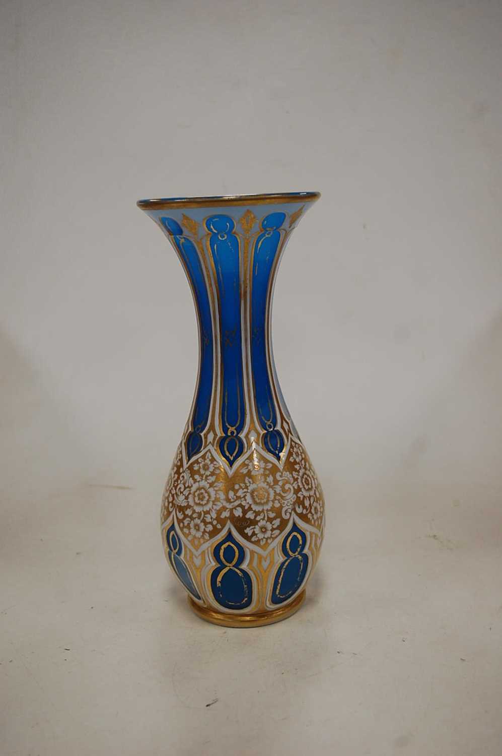 A late 19th century Bohemian blue overlaid vase with gilded decoration, height 30cmCondition report: - Bild 8 aus 13