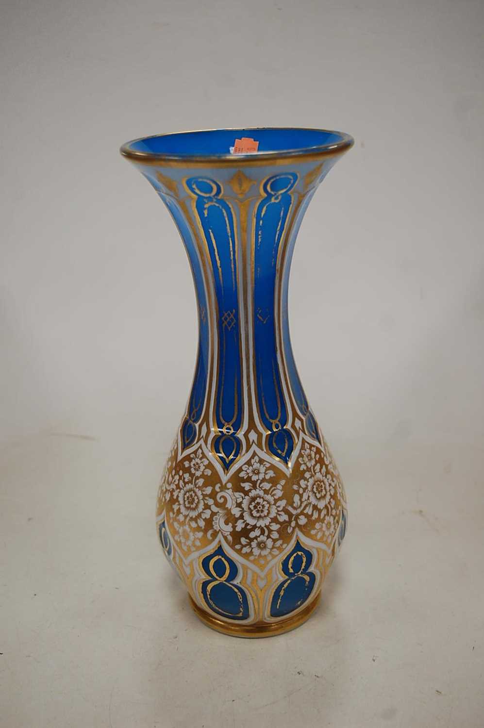 A late 19th century Bohemian blue overlaid vase with gilded decoration, height 30cmCondition report: - Bild 10 aus 13