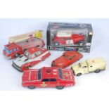 A collection of various boxed and loose tinplate, clockwork and battery operated emergency