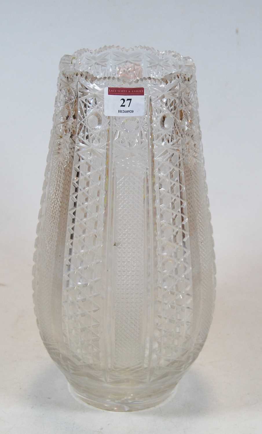 A 20th century cut glass vase, height 30cm