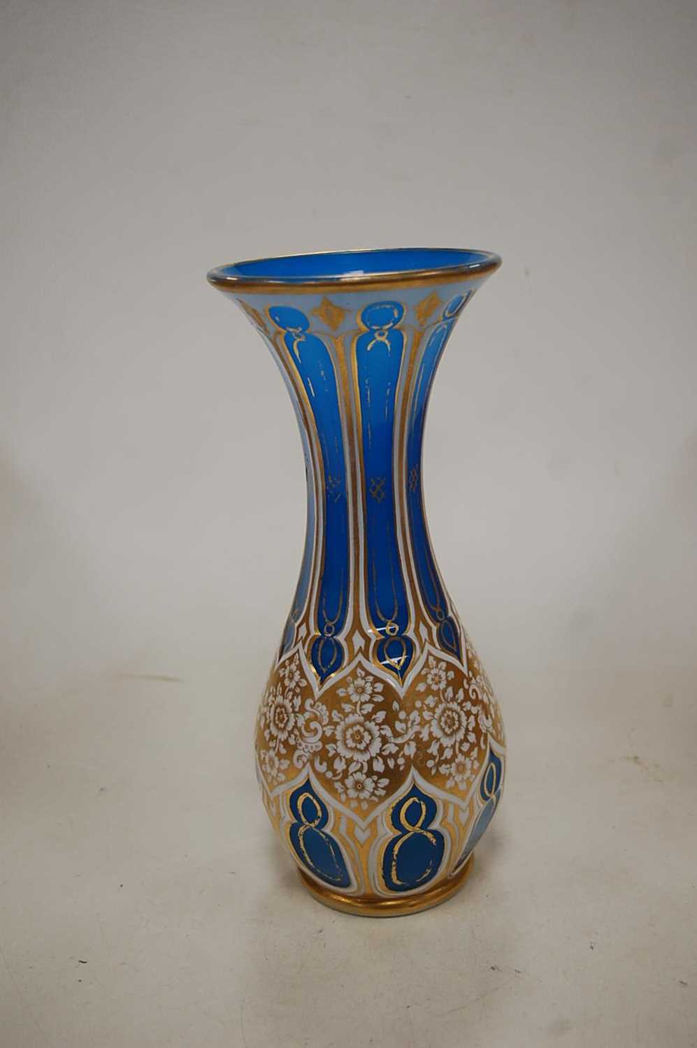 A late 19th century Bohemian blue overlaid vase with gilded decoration, height 30cmCondition report: - Bild 9 aus 13