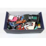 A collection of loose and playworn diecast toy vehicles to include Mebetoys Willys Jeep 7687,