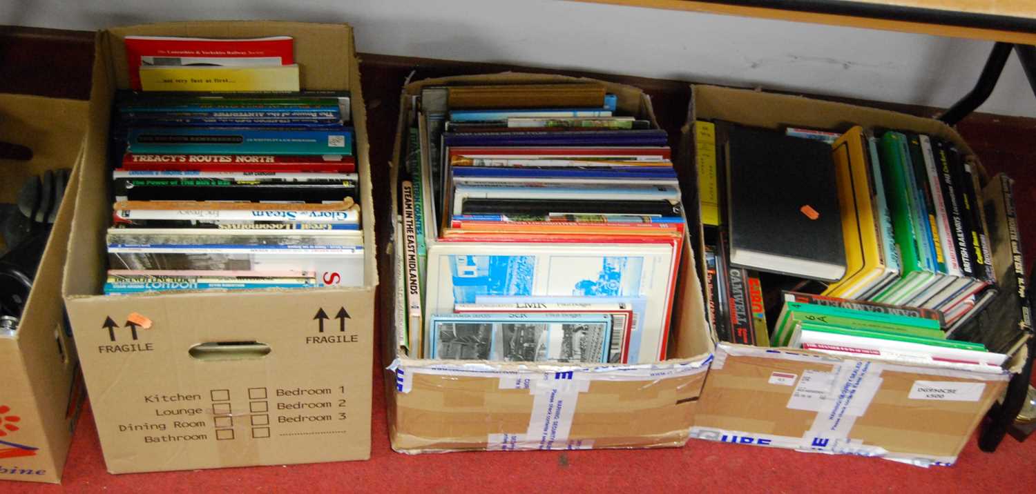 Three boxes of various books of steam and railway interest