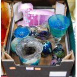 A box of various glassware to include Mdina