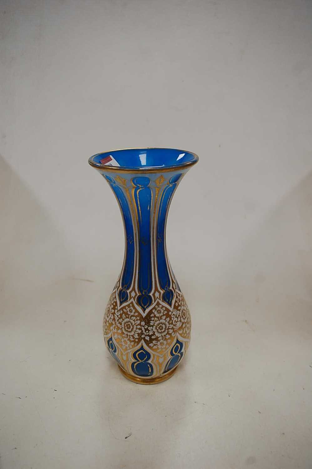 A late 19th century Bohemian blue overlaid vase with gilded decoration, height 30cmCondition report: - Bild 7 aus 13