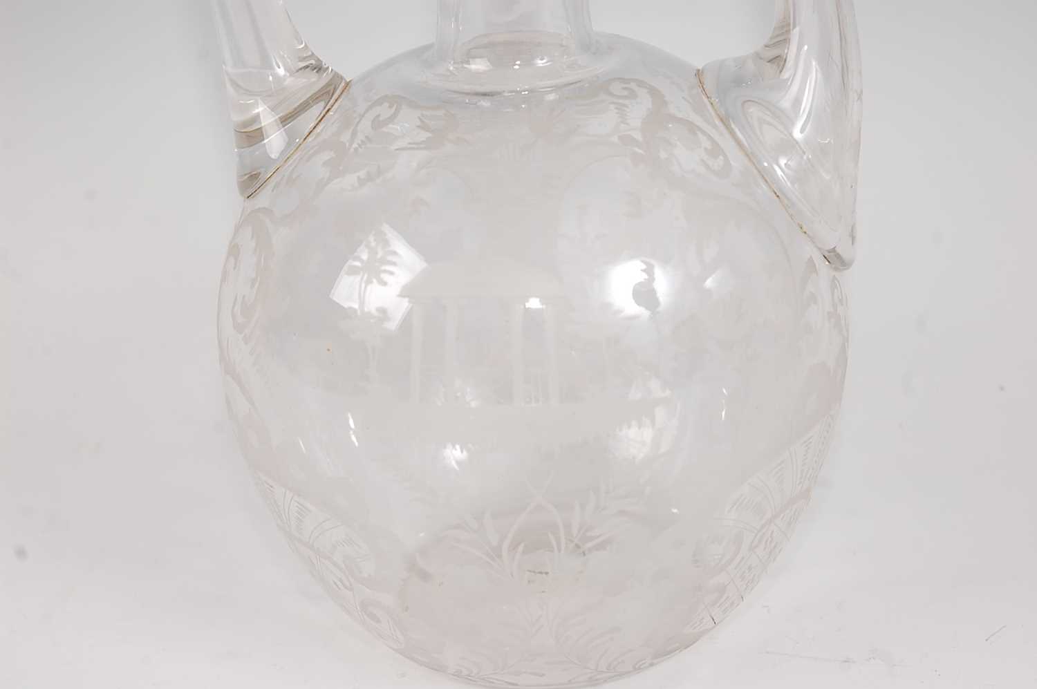 An Ottoman Empire style glass ewer and stopper, having elongated spout and high loop handle, all- - Bild 2 aus 3