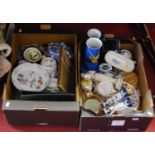 Two boxes of mixed ceramics to include a 19th century Chinese export dish (a/f)