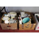 Two boxes of miscellaneous items, to include a Victorian Majolica jardinière, the exterior in the