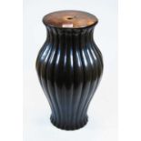 A Japanese Meiji period bronze vase of lobed baluster form, later converted into a table lamp, 2