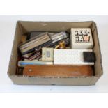 A box of miscellaneous items, to include Sampson Morden & Co lead pencil refills, Parker pens,