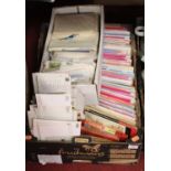 A box of a large quantity of OS maps, postcards etc