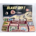 A Waddingtons and Dixons Games boxed board game group to include Waddingtons Blast Off, together