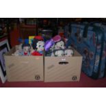 Two boxes containing a collection of Betty Boop and other soft toys, together with a Betty Boop