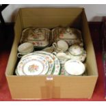 A Copelands Spode Chinese Rose pattern part dinner serviceCondition report: Very poor condition
