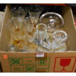 A box of mixed various 20th century glassware to include drinking glasses, etc