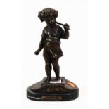 After Moreau, 'Lavendange' bronze on black marble plinth, height 24cm