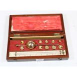 A late 19th century Sykes Hydrometer in fitted mahogany case