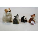 Four Beswick animal figures being a bulldog, two kittens and a panda bear, each with gloss finish,