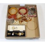 A collection of miscellaneous costume and other jewellery to include gold plated bangle, gents