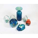 A box of miscellaneous glassware, to include Mdina Maltese glass lava vase, Mdina style glass