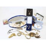 A collection of miscellaneous costume and other jewellery, to include gold plated fringe necklet,