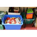 Three boxes of miscellaneous childrens toys and games, to include Sticklebrix, loose Lego etc