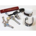 A gents Diesel 5 bar quartz wrist watch having metallic rectangular dial with raised baton markers