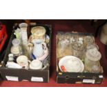 Two boxes of mixed china and glassware to include Victorian decorated jug, mixed glassware etc