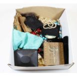 A box of miscellaneous costume jewellery to include faux pearl necklace pair of beaded necklaces