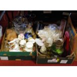 Two boxes of ceramics and glassware to include a Royal Albert Old Country Roses part tea service, an