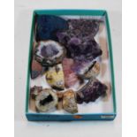 A selection of geodes, to include amethyst and rose quartz