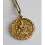 A 9ct gold St Christopher pendant on 9ct gold finelink neckchain, 5.6gCondition report: St