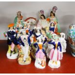 A collection of 19th century Staffordshire flat back figures (10), largest height 34cmCondition
