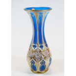 A late 19th century Bohemian blue overlaid vase with gilded decoration, height 30cmCondition report: