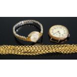 A gilt metal belcher link long guard chain 132cm, together with a ladies Excalibur 9ct gold cased