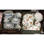 Two boxes of mixed china ware to include Midwinter part dinner service, an early 20th century