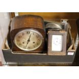 An early 20th century lacquered brass cased carriage clock, having an enamelled dial with Roman