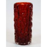 A Whitefriars ruby glass vase in the bark pattern by Geoffrey Baxter, height 19cmCondition report: