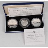 The Royal Mint, 1994 Three-Coin Silver Proof Collection, Commemorating the 50th Anniversary of the