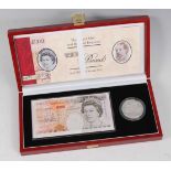 Great Britain, The Royal Mint and Bank of England Ten pounds and Silver Crown Set, boxed with