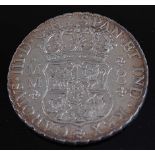 Mexico/New Kingdom of Spain, 1761 8 reales MM, obv; crowned Spanish coat of arms, rev; crowned