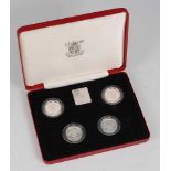 Great Britain, a Royal Mint 1984-1987 UK £1 Silver Proof Collection four coin set, boxed with