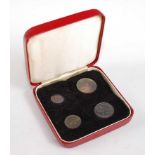 Great Britain, 1897 Maundy Money four coin set, 4d-1d, obv; Victoria veil head, rev; crowned