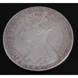 Great Britain, 1884 Gothic florin, Victoria crowned bust left, rev; crowned shields within