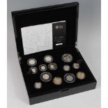 Great Britain, The Royal Mint 2010 UK Silver Proof Coin Set, thirteen coins, five pounds to penny,