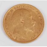 Great Britain, 1910 gold half sovereign, Edward VII, rev; St George and Dragon above date. (1)