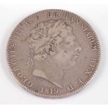 Great Britain, 1819 crown, George III bull head, rev; St George and Dragon within garter. (1)